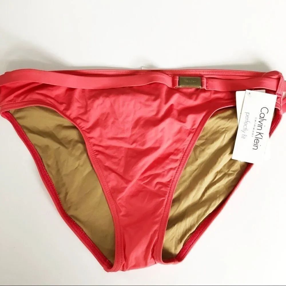 Calvin Klein faux belt bikini bottoms NWT
